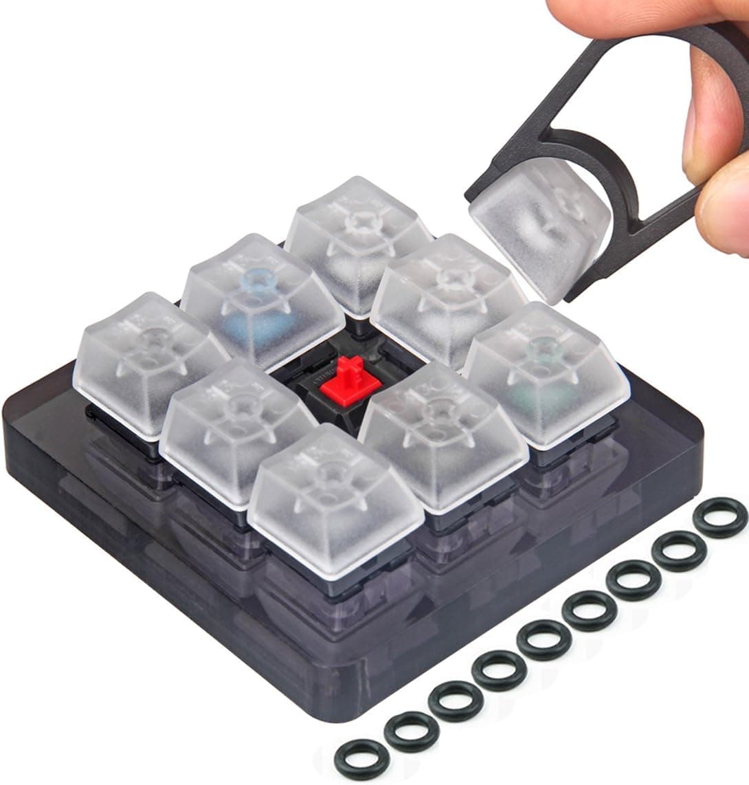 AKWOX 9-Key Cherry MX Switch Tester, Keycap Puller, O-Ring Kit