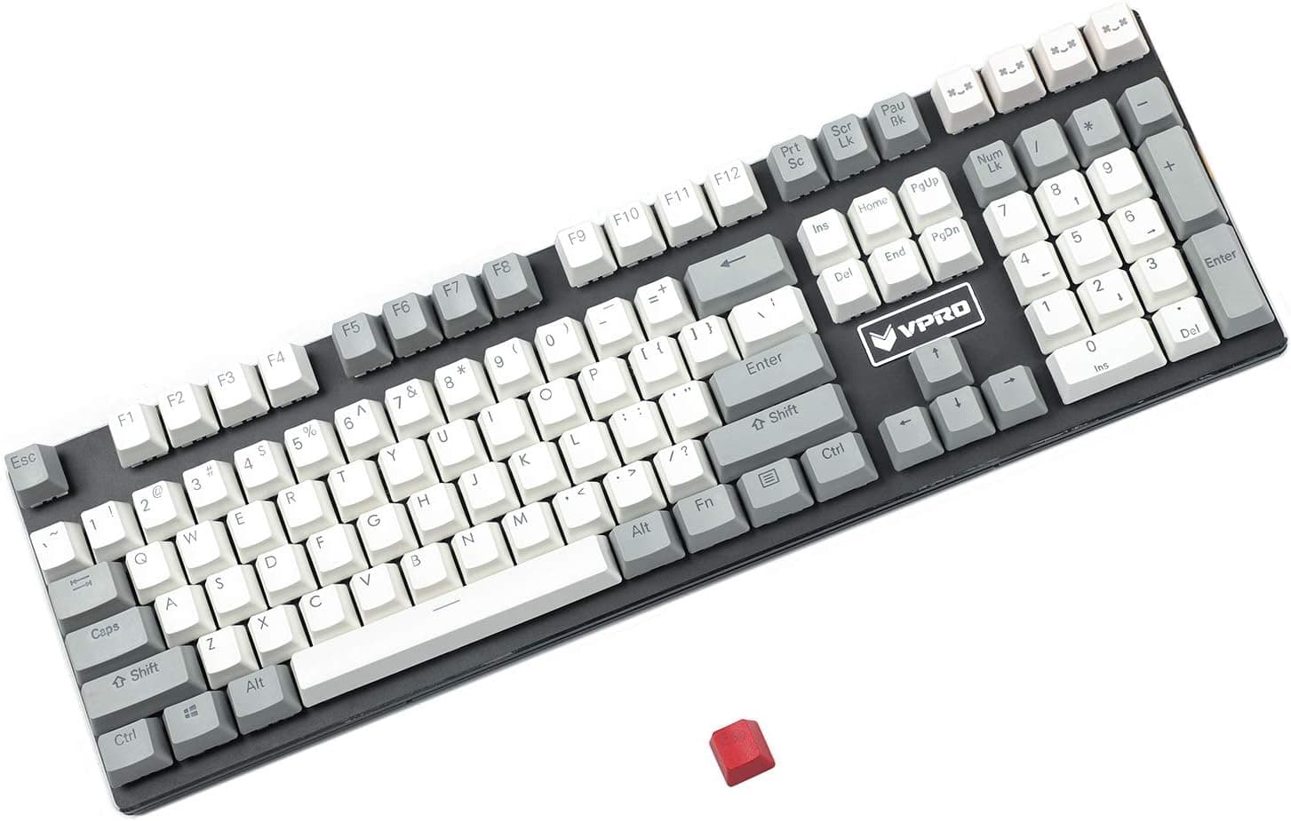YMDK Top Printed Double Shot PBT Shine Through 108 Key (Gray White Mix)