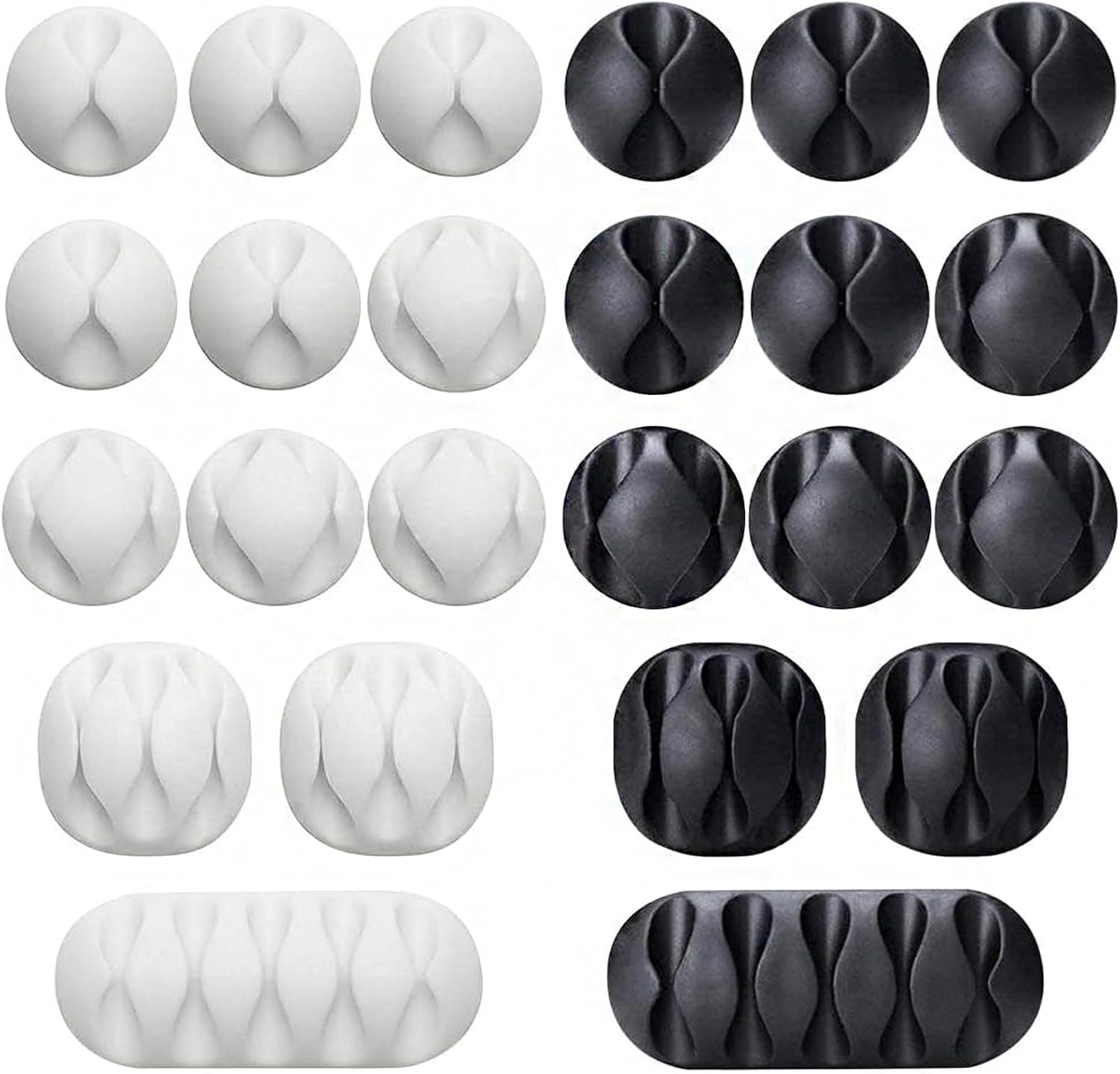 Viaky 24 Pieces Adhesive Cable Clips, Wire Management Cord Clips Holder Clamps (Black and White)