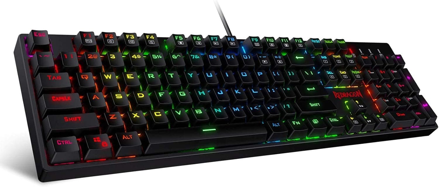 Redragon K582 Wired RGB Mechanical Gaming Keyboard, 104-Key, N-Key Rollover, Linear Quiet Red
