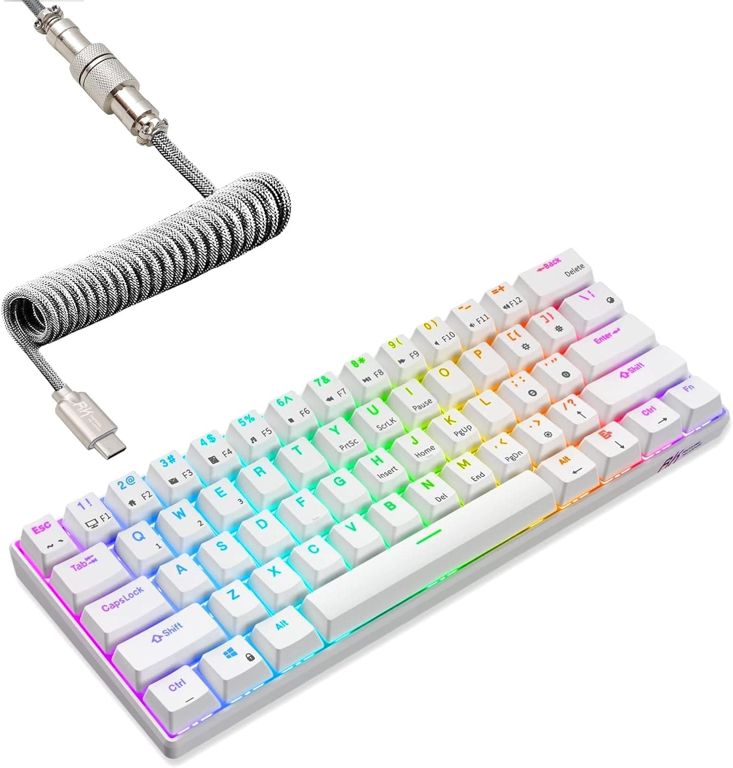 RK ROYAL KLUDGE RK61 60% Mechanical Keyboard Wireless Hot Swappable Brown (White)