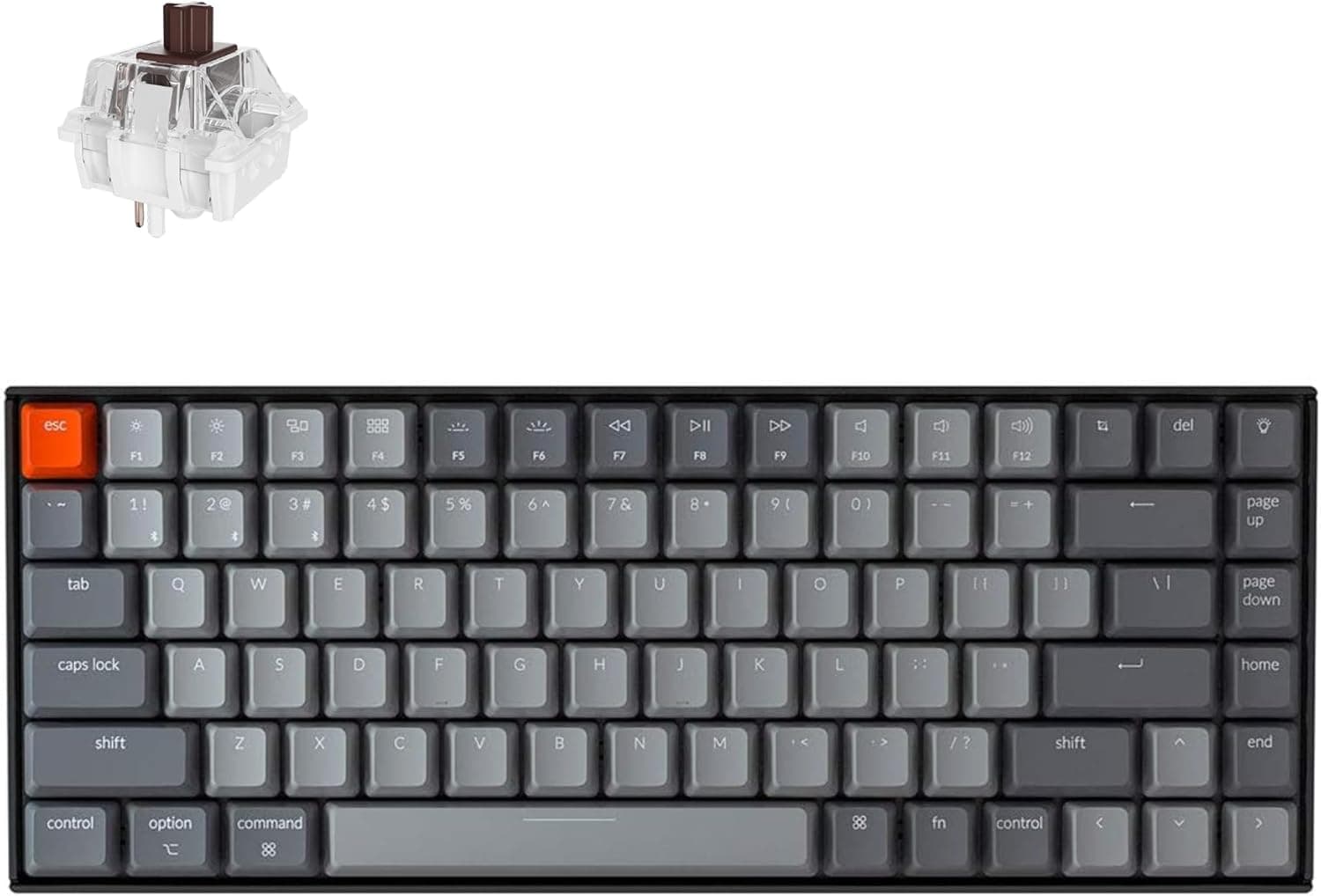 Keychron K2 75% Bluetooth Wireless Mechanical Keyboard, White LED Backlit, USB-C, 84 Keys