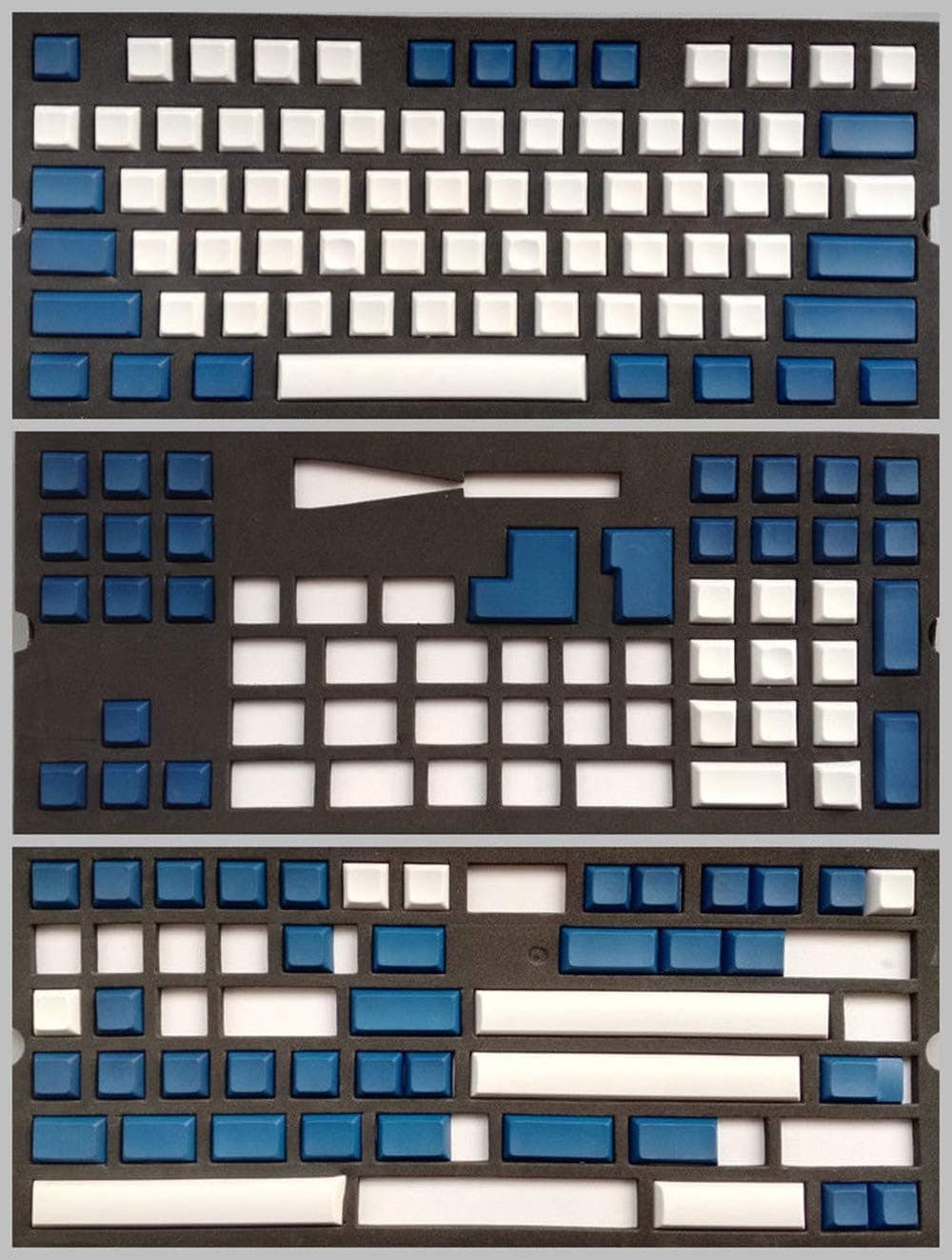 109/151 Keys DSA Profile Blank PBT Spherical Keyset for 61/87/104/108 (Blue White)