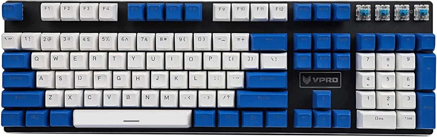 104 Key SA Profile Double Shot Shine Through PBT Ball Shape Keycaps (Blue White Mixed)