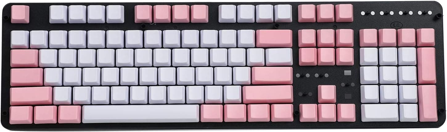 YMDK Blank Thick PBT OEM Profile 104 ANSI Keycaps (Pink White Mixed)