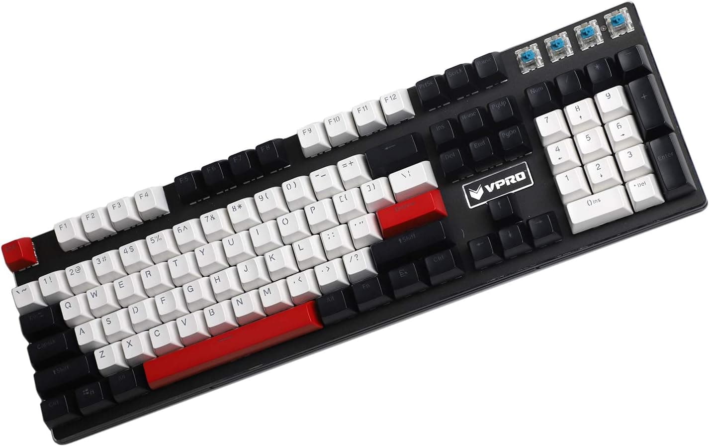 YMDK 104 Key SA Profile Double Shot Shine Through PBT (Black White Red)