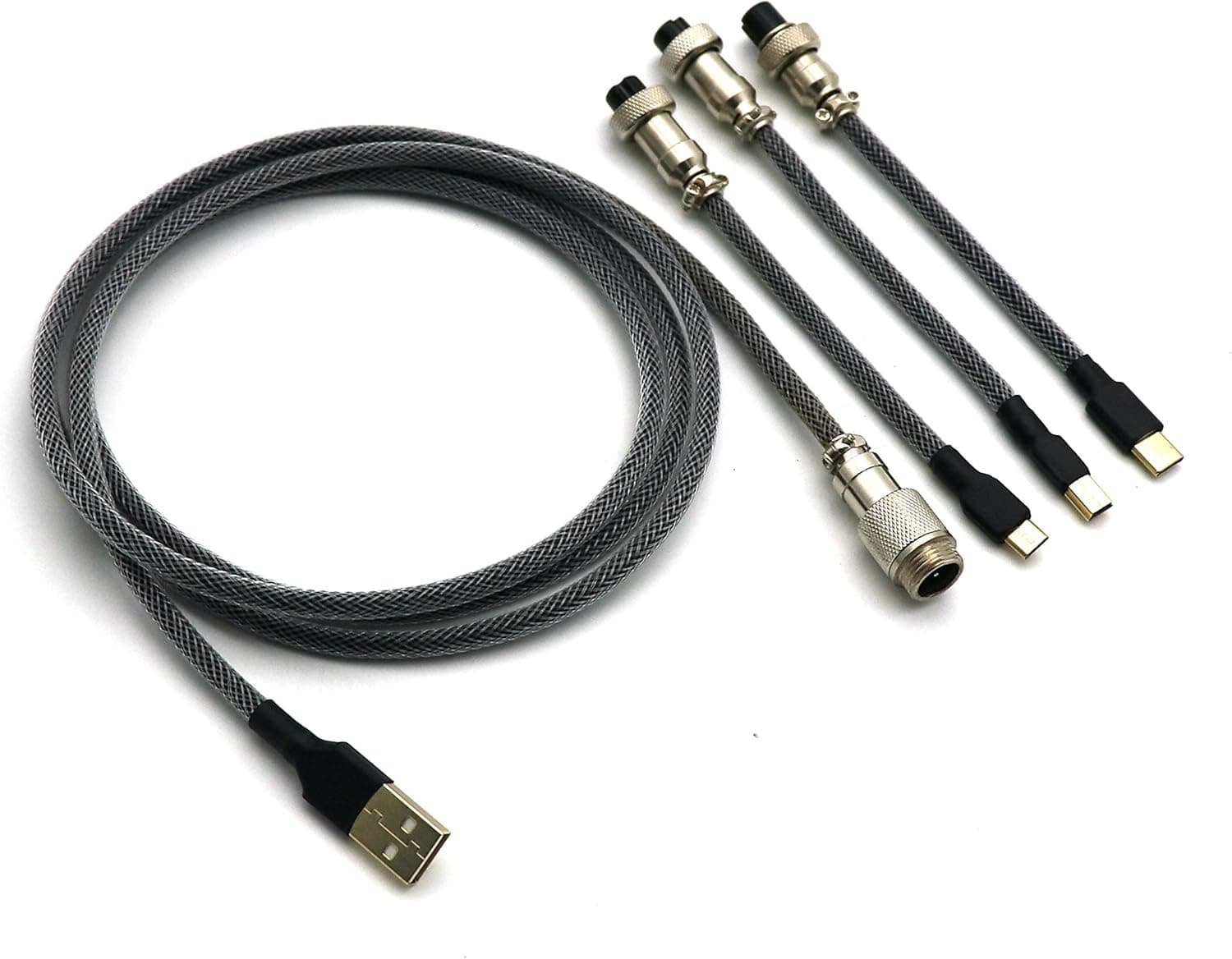 KRAKEN KEYBOARDS Double Sleeved Custom Keyboard Cable with Aviator Connector (Yellow)