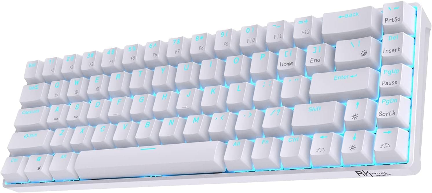 RK ROYAL KLUDGE RK68 Wireless Hot Swappable 65% Mechanical Keyboard, 68 Keys, BT5.0, Brown Switch