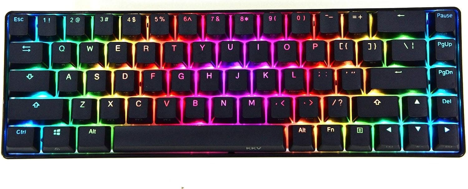 KKV 68 Keys RGB Mechanical Gaming Keyboard 65% Kailh Box Brown PBT (Black)