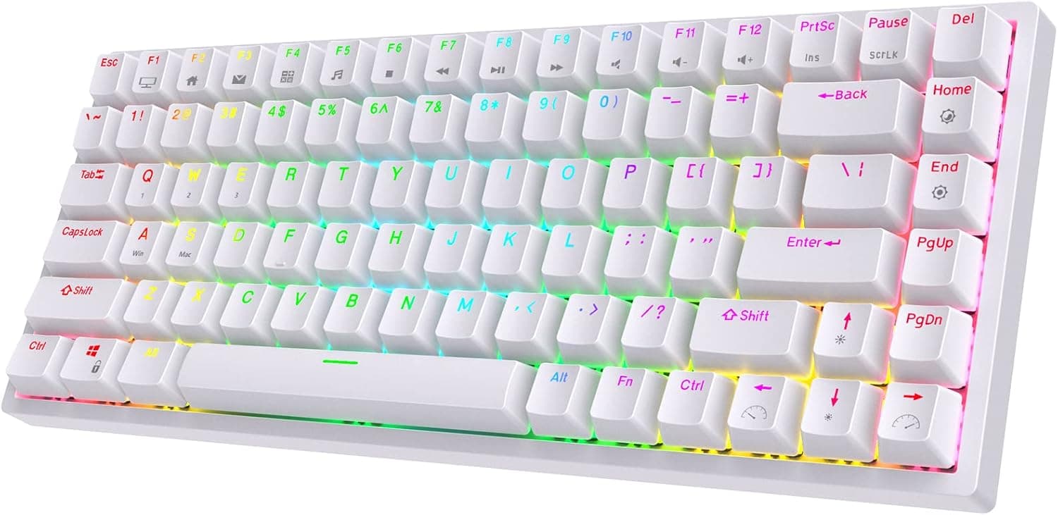 RK ROYAL KLUDGE RK84 Wireless RGB 75% Triple Mode Hot Swappable Mechanical Keyboard, Quiet Red Switch