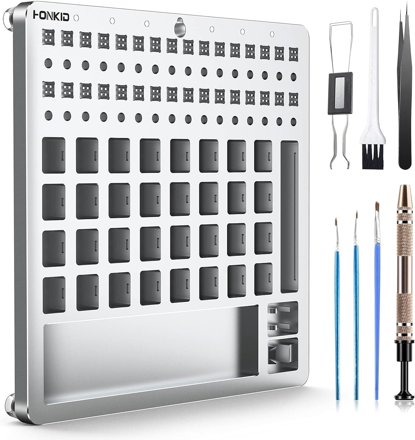 HONKID Keyboard Lube Kit 7PCS: Switch Lube Station, Keycap Puller, Tweezers, Pens