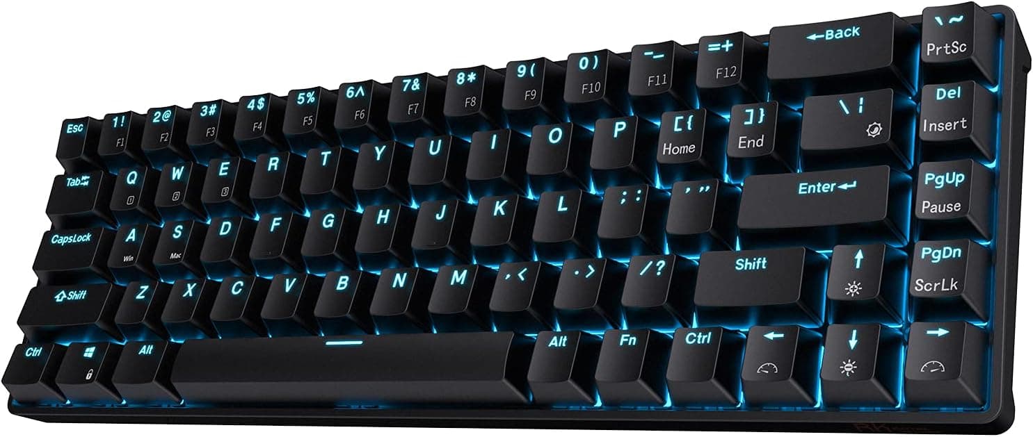 RK ROYAL KLUDGE RK68 Wireless Hot Swappable 65% Keyboard 68 Keys Quiet Red (Black)