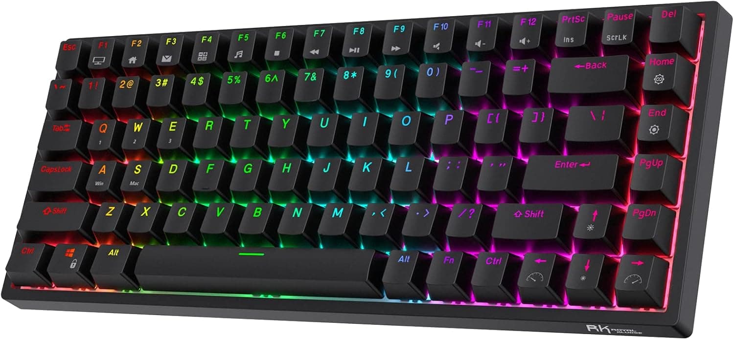 RK ROYAL KLUDGE RK84 RGB 75% Triple Mode Hot Swappable Mechanical Keyboard, Tactile Brown Switch
