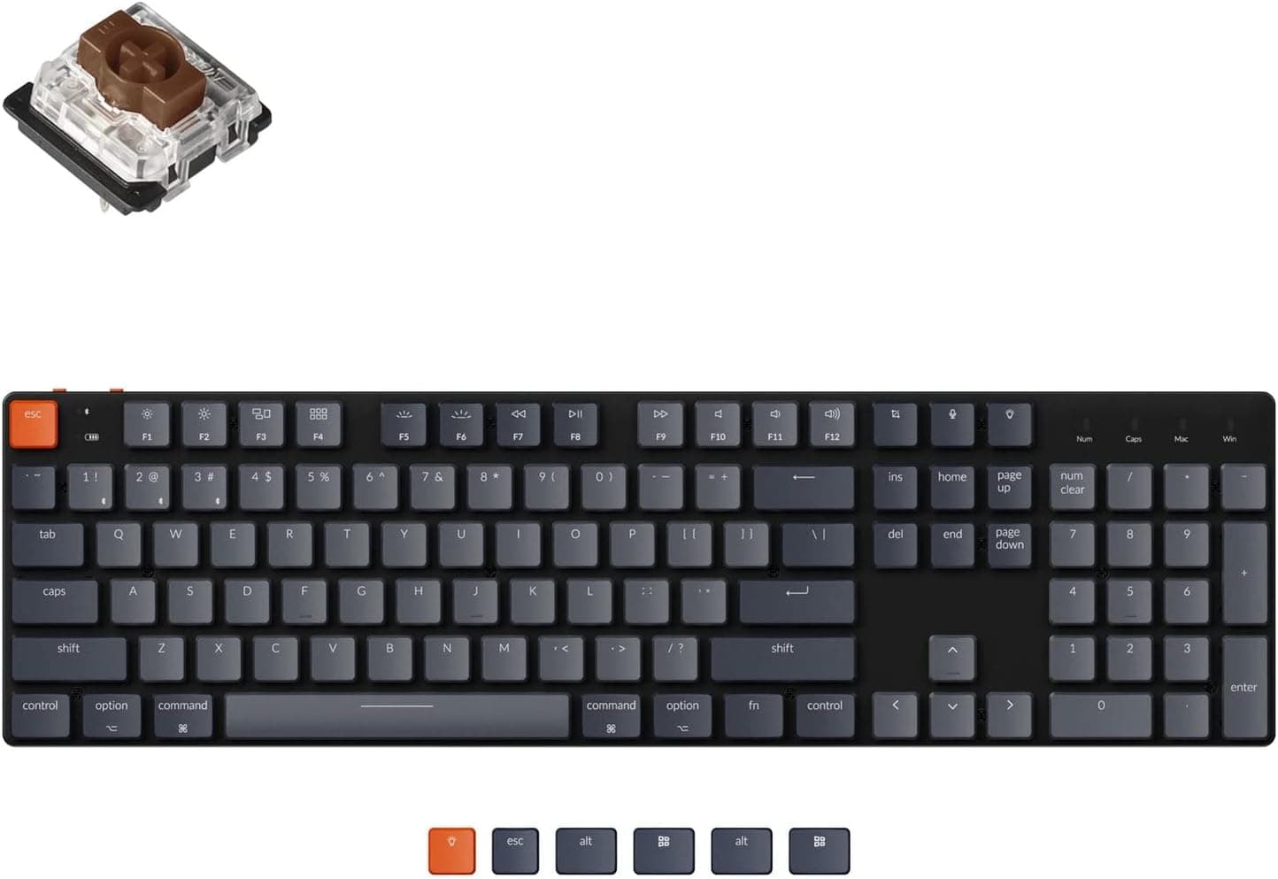 Keychron K5 SE Hot-swappable Ultra-Slim Wireless Mechanical Keyboard, Full Size 104-Key, Low-Profile Brown