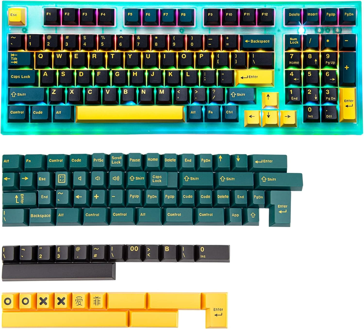 Clone GMK Custom Keycaps 173 Keys Cherry Profile ABS Double-Shot (MARRS Green)