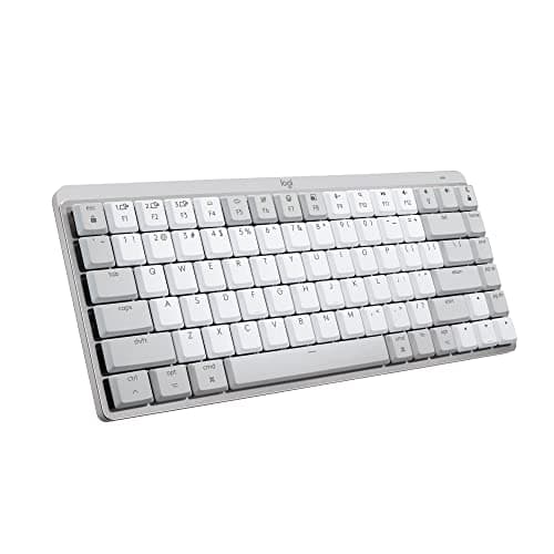 Logitech MX Mechanical Mini Mac Wireless Keyboard Low-Profile - Pale Grey | Low-profile full-size, 3 device Bluetooth pairing, Smart backlight auto-adjusts, USB-C rechargeable, Up to 15 day battery