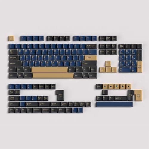 Sumgsn 163 Keys Double Shot Keycaps Cherry Profile Blue Samurai Keycaps Set | for 61/64/87/104/108 Cherry Mx Switches ISO ANSI Layout Mechanical Keyboard