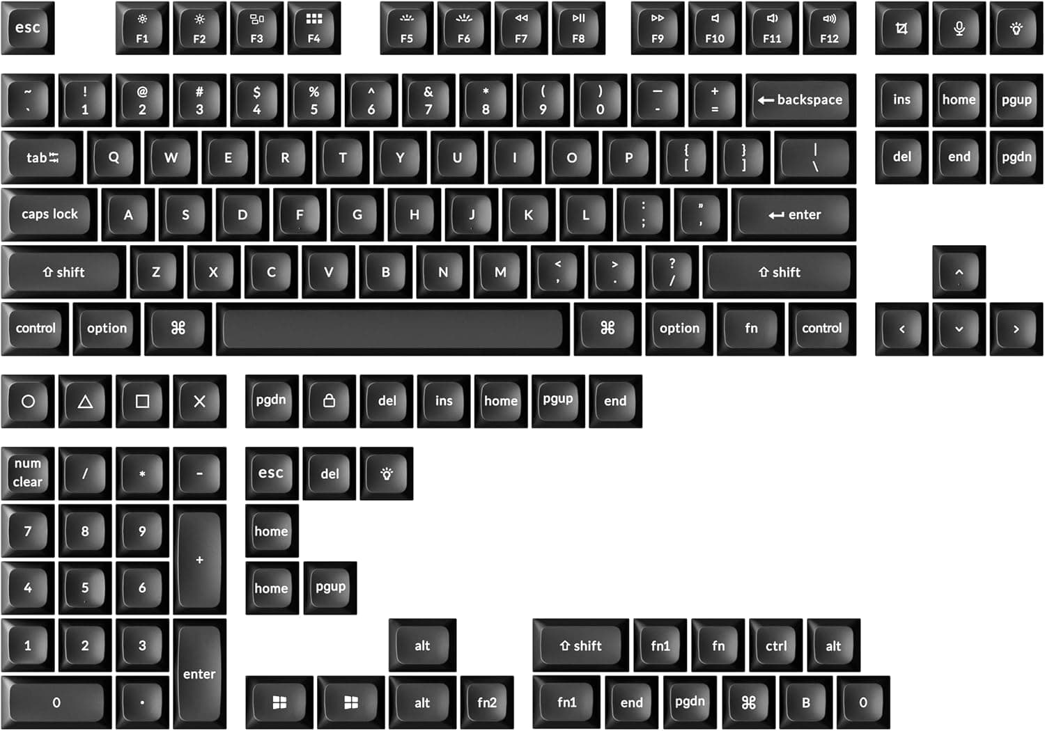 Keychron KSA Profile Double-Shot PBT Keycap Set, 137 Keys White on Black