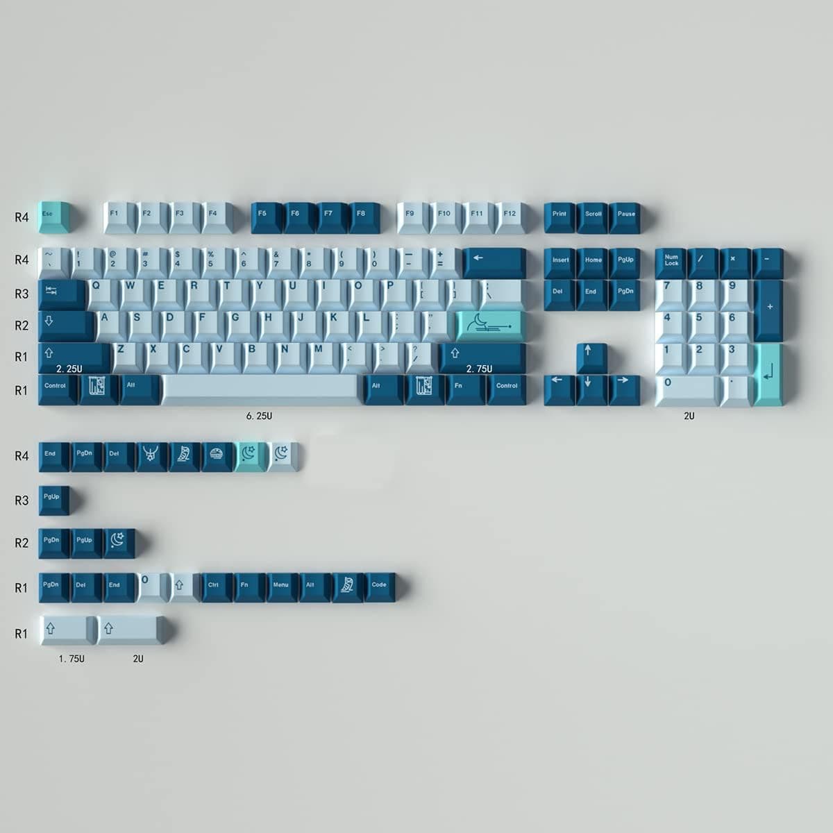129 Keys PBT Keycaps Dye Sub Cherry Profile Nightlight Set