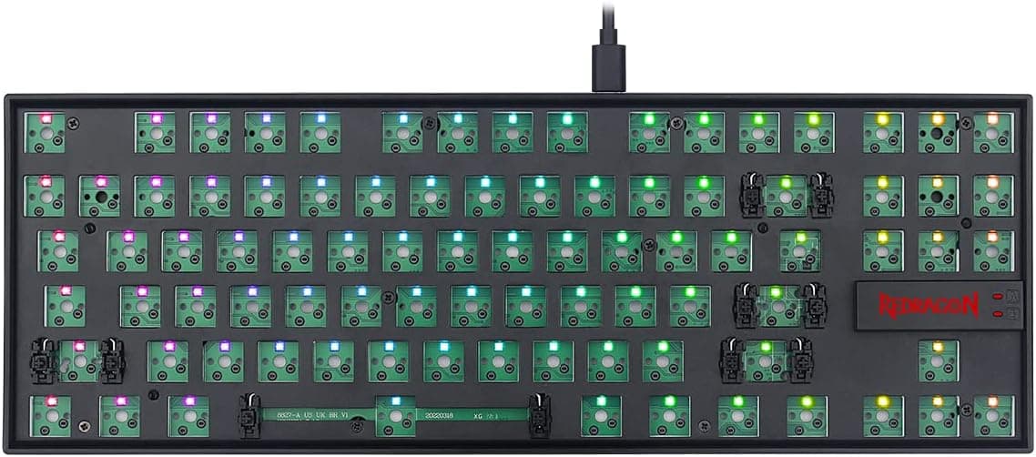 Redragon BBK552 Custom Gaming TKL Mechanical Keyboard Kit, 80% 87 Keys DIY RGB Modular Barebones, Hot Swappable
