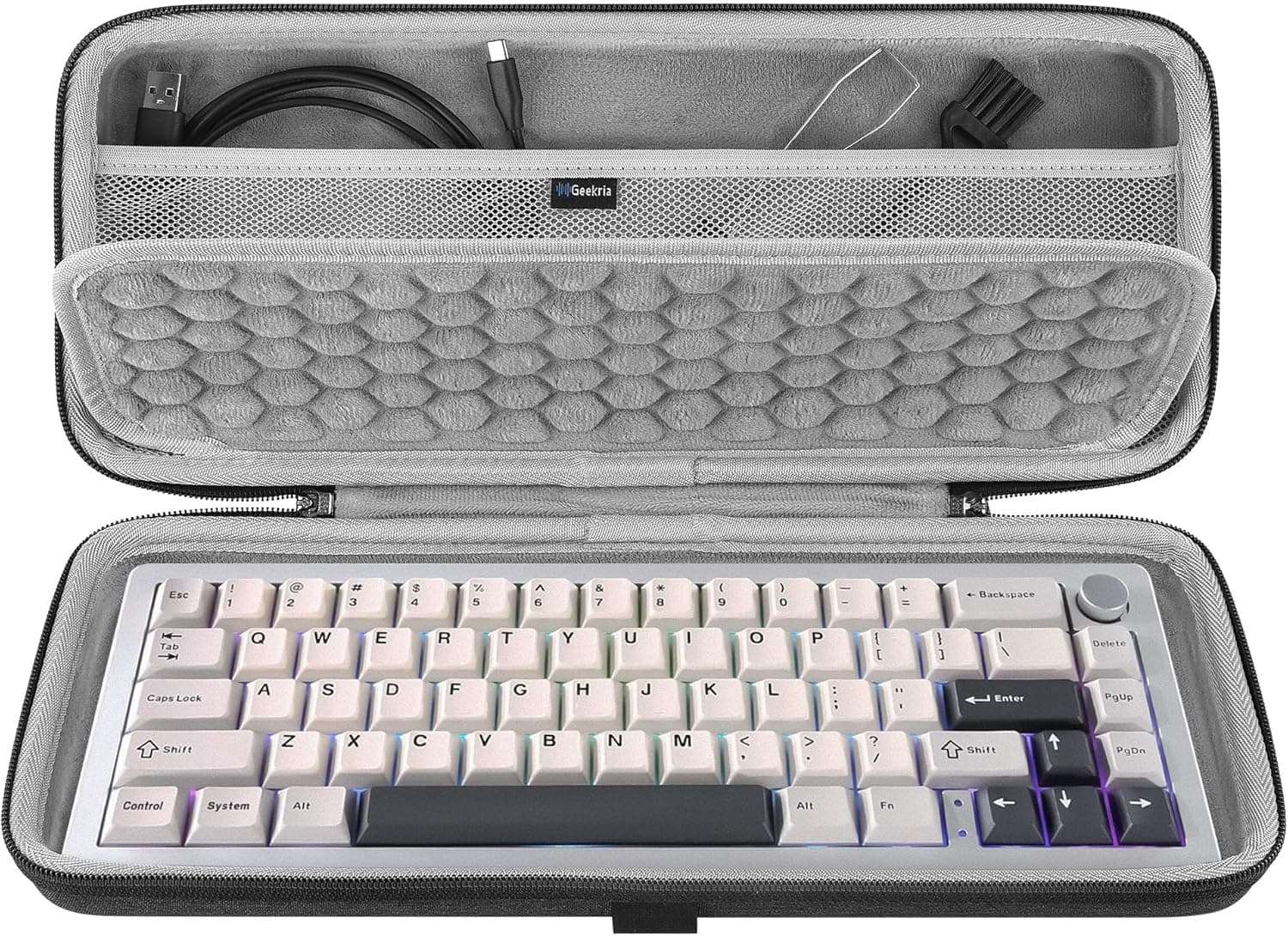 GEEKRIA 65% Compact Keyboard Case, Hard Shell Travel Bag for 68 Keys (Keychron K6, Q2, HyperX Alloy Origins 65)