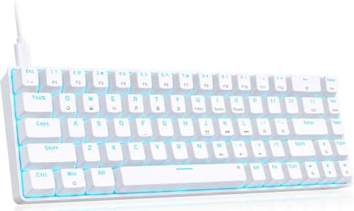 DIERYA T68SE 60% Gaming Mechanical Keyboard,Ultra Compact Mini 68 Key with Blue Switches Wired Keyboard,Anti-Ghosting Keys, for Windows Laptops and PC Gamers,White