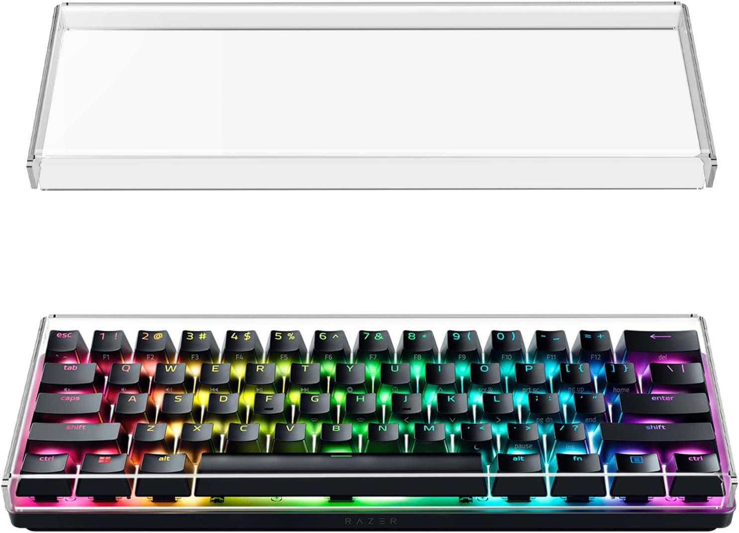 GEEKRIA Premium Acrylic Keyboard Cover for 60% 61-Key (Razer Huntsman Mini, RK61) Transparent