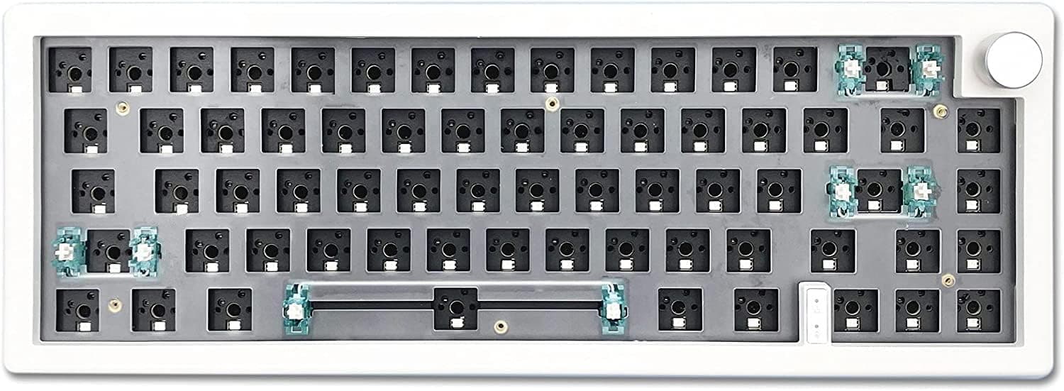 BOYI GMK67 Barebones Keyboard Kit, VIA, Tri-Mode Gasket Hot Swap RGB 4000mAh Wireless 65% DIY Kit with Knob (White)