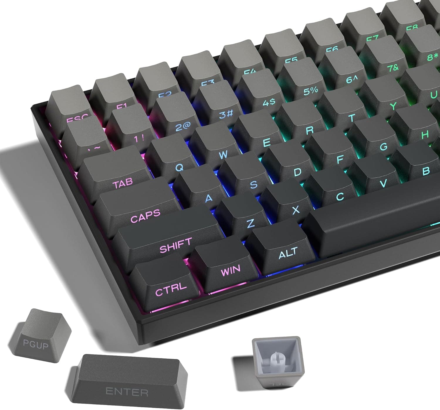 XVX PBT Keycaps Side Printed Double Shot Shine Through 136 Keys (Gradient Gray)