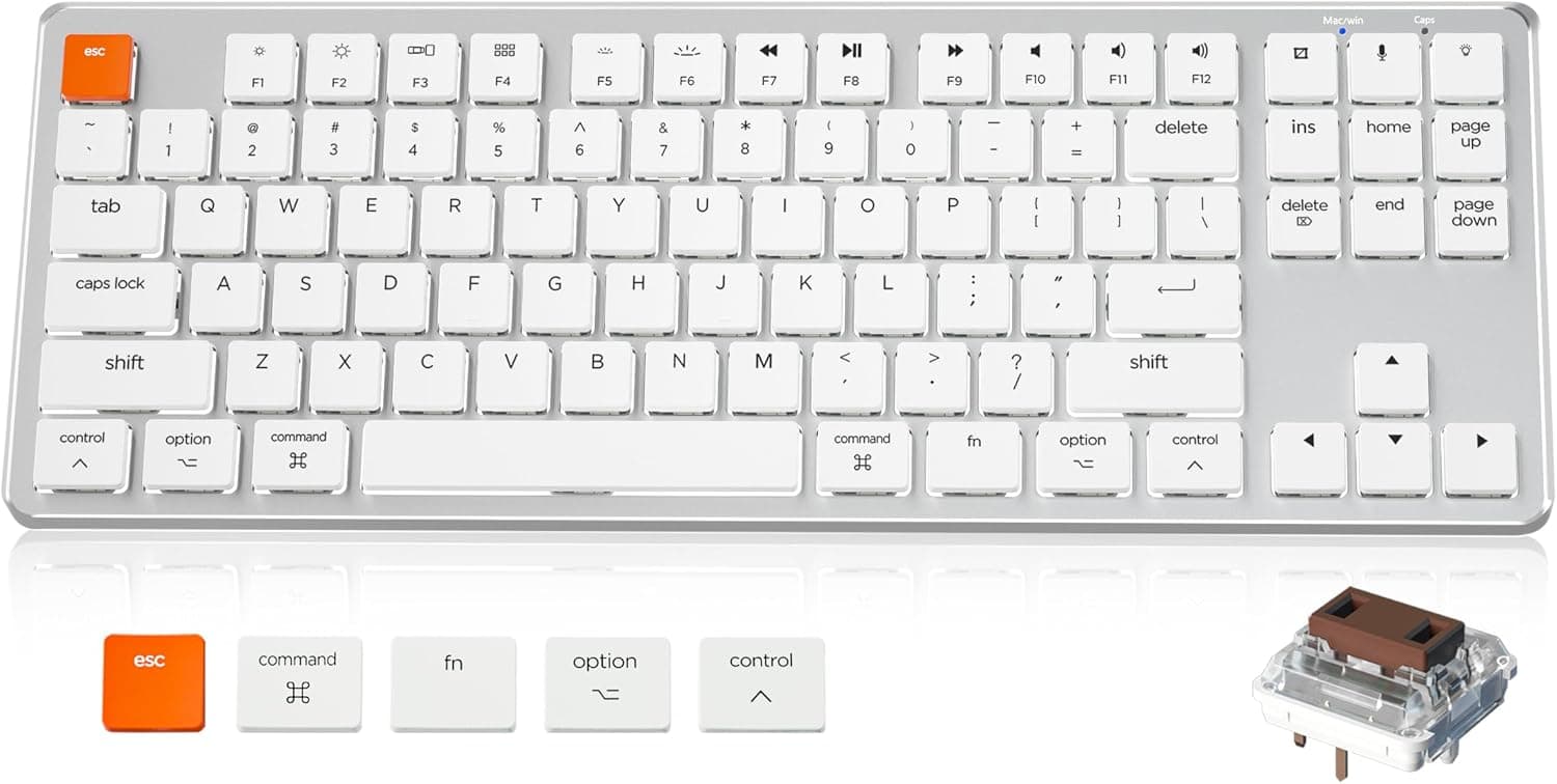 Low Profile Mechanical Keyboard for Mac, 87 Keys Brown Switch White Backlit, USB-C, Ultra-Slim