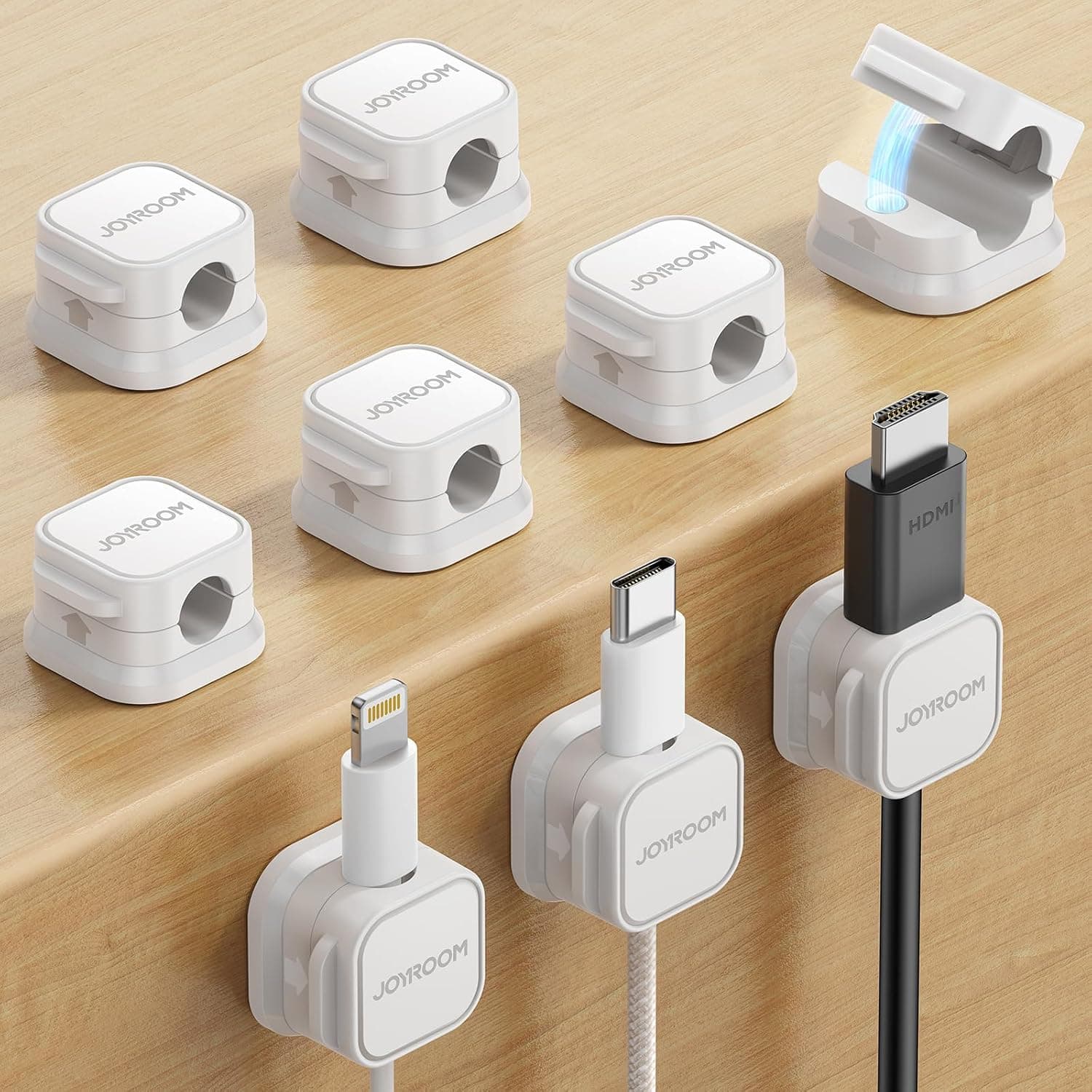 JOYROOM 9 Pack Magnetic Cable Clips, Adjustable Cord Holder, Under Desk Cable Management