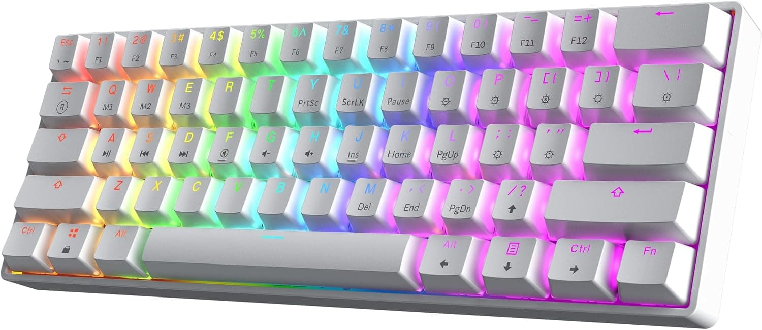 HK GAMING GK61 60% v3 Hotswap Mechanical Keyboard 61 Keys Speed Yellow (White)