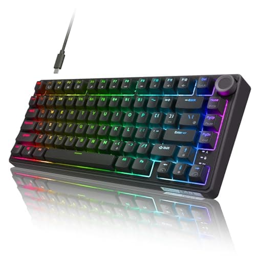 RK ROYAL KLUDGE R75 Wired Mechanical Gaming Keyboard, 75% Hot-Swap Mechanical Keyboard Volume Knob, Soft Pre-lubed Tactile Brown Switch