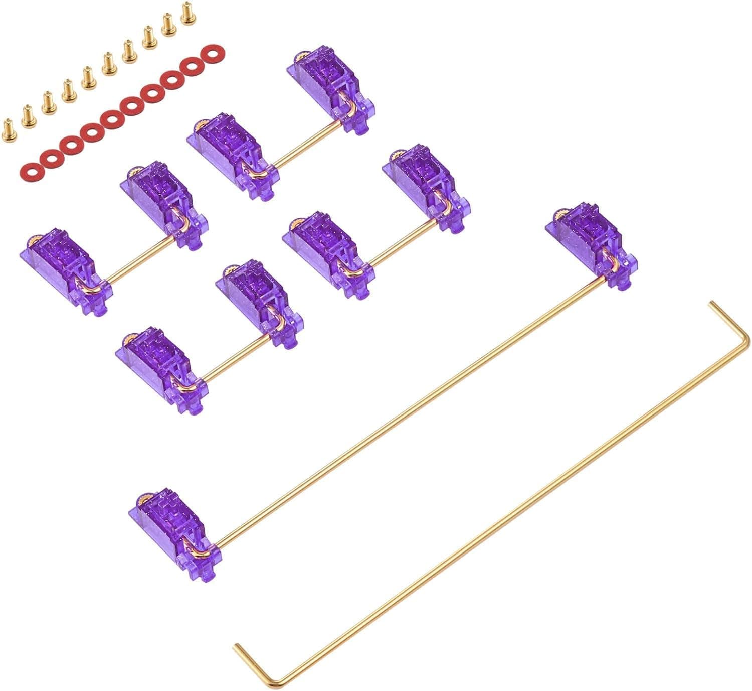 Zkeebs DUROCK V2 Screw-in Stabilizers 7U 6.25U 2U Clear PCB Mount (80% TKL, Gameboy Purple)