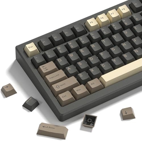 Womier Double Shot PBT Keycaps Set Custom Cherry Profile Key caps | Keycaps 138 Keys 60 65 75 100 Percent for 61/64/68/84/87/100/104/108 Retro Gaming Mechanical Keyboard, Brown Gray