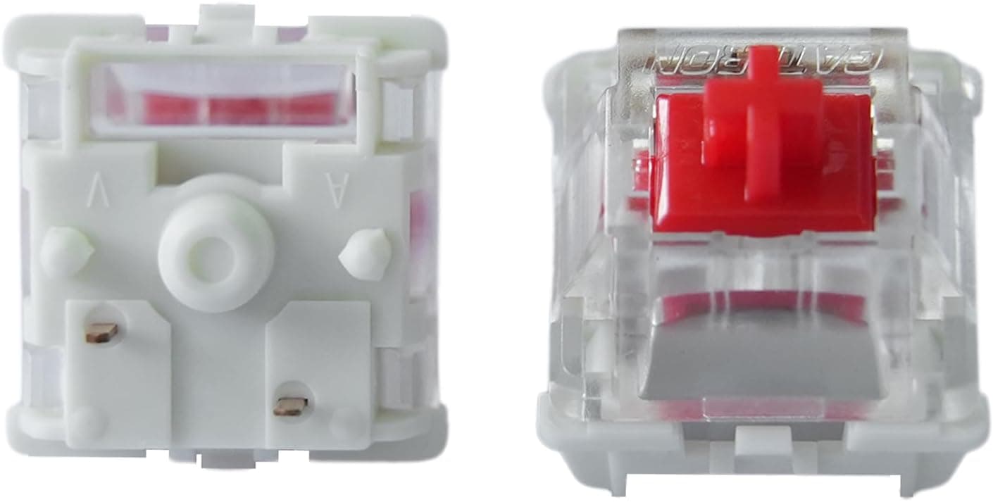 GATERON Jupiter Red Keyboard Switches Linear 45gf RGB LED 5 Pin Factory Pre-lubed for MX Mechanical Keyboard (110PCS)