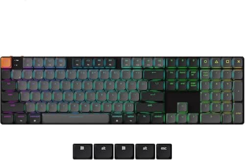 Keychron K5 Version 2, QMK Ultra-Slim 100% Full Size Layout Wireless Mechanical Keyboard, Hot-swappable 104 Keys Low-Profile Banana Switch, RGB Backlight Wired/Bluetooth for Mac/Windows/Linux