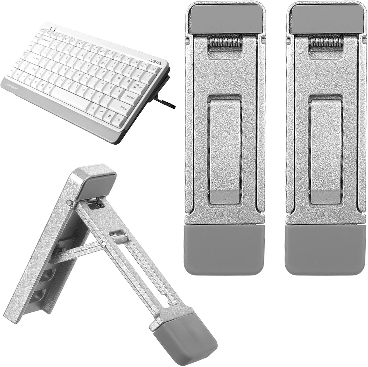 Alrhso 2 Pcs Keyboard Riser Tilt Stand, Adhesive Three-Angle Adjustable Foldable Feet with Anti-Slip Pads