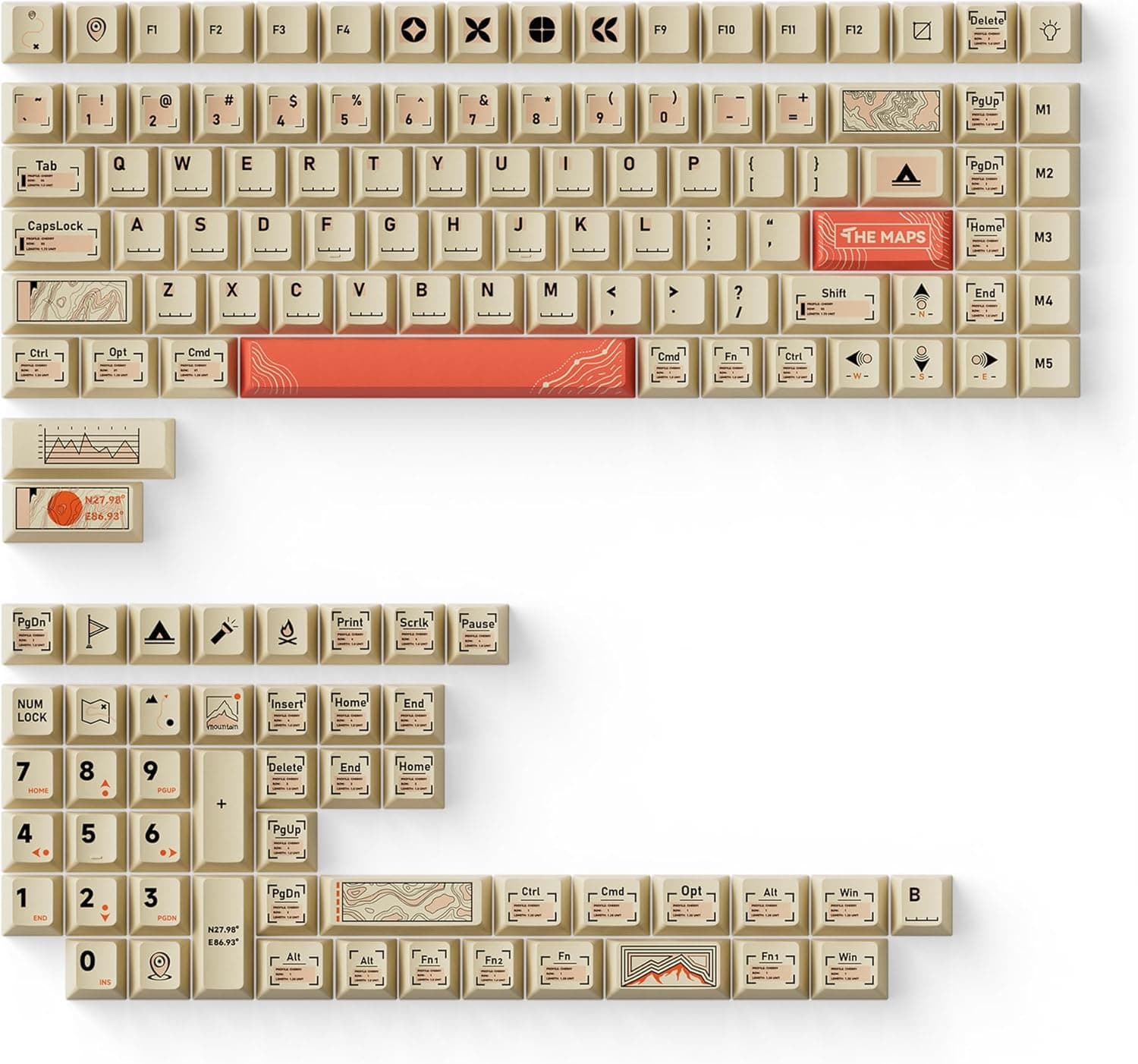 Keychron Cherry Profile Dye-Sub PBT Full Keycap Set - The MAPS Theme, 141 Keys