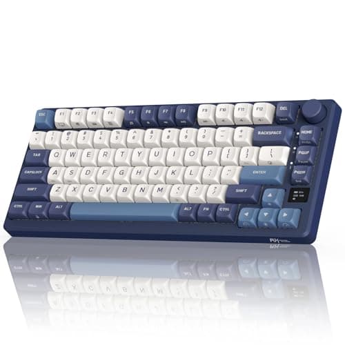 RK ROYAL KLUDGE M75 Wireless Mechanical Keyboard with OLED Display & Knob | 75% Layout, 2.4G/BT/Wired, Custom Software, Multimiedia Key, Hot Swappable, PBT Keycaps, South-facing RGB, Gasket Structure
