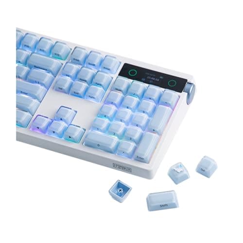 EPOMAKER Lusterfly Jelly Keycaps Set - 123 Keys Double-Shot Laser Engraved | MDA Profile, ABS+PC, Non-Shine-Through, MX-Compatible for 61/68/84/87/98/100/104-Key Mechanical Keyboard (Blue)