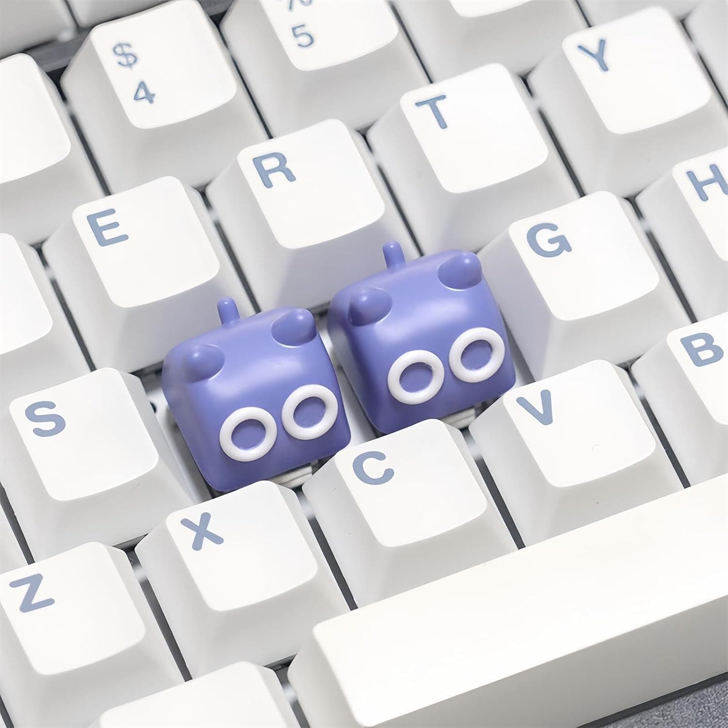 FKZ Cute Cat Keycaps Kawaii Anime Resin Custom ESC (Purple)