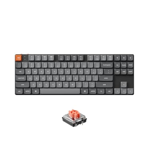 Keychron K1 Max Ultra-Slim Wireless Mechanical Keyboard, 80% TKL Layout Bluetooth/2.4 GHz/Wired Keyboard with Low Profile Silent Red Switch, Hot-Swappable, RGB Backlit, Launcher for Mac Windows Linux