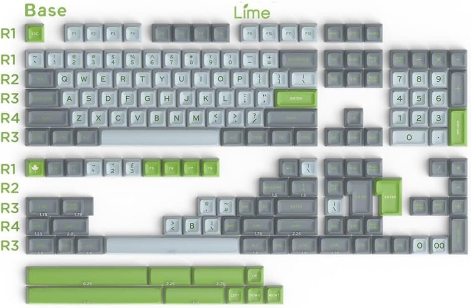 172 Keys PBT SA Profile Custom Keycaps Double Shot Retro Green (Lime)