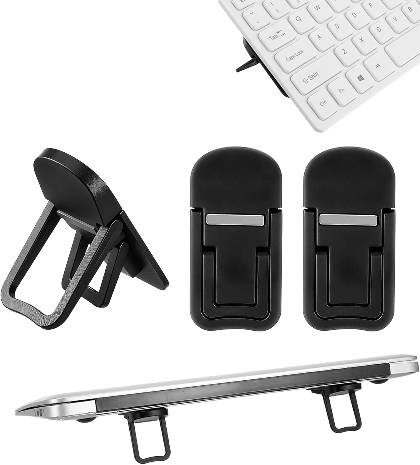 ValueBargain Keyboard Feet Replacement, Foldable Legs, Self-Adhesive Adjustable Ergonomic Tilt Feet (Black)