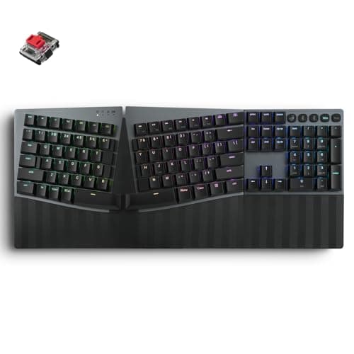 Perixx PERIBOARD-835BL II Wireless Ergonomic Mechanical Keyboard [Firmware Updated] - RGB Backlit - Low-Profile Blue Clicky Switches - Multi-Device Connection - Compatible with Windows and macOS
