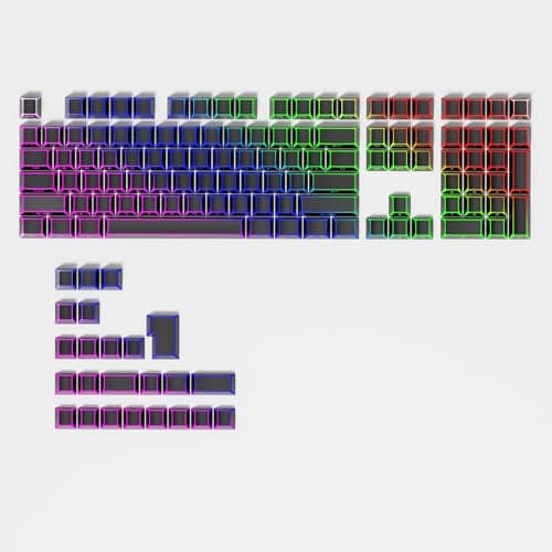 Ussixchare Black PBT Shine Through Keycaps, Side Printed Translucent Keycaps, Double Shot Cherry Profile for MX Switches Mechanical Keyboard